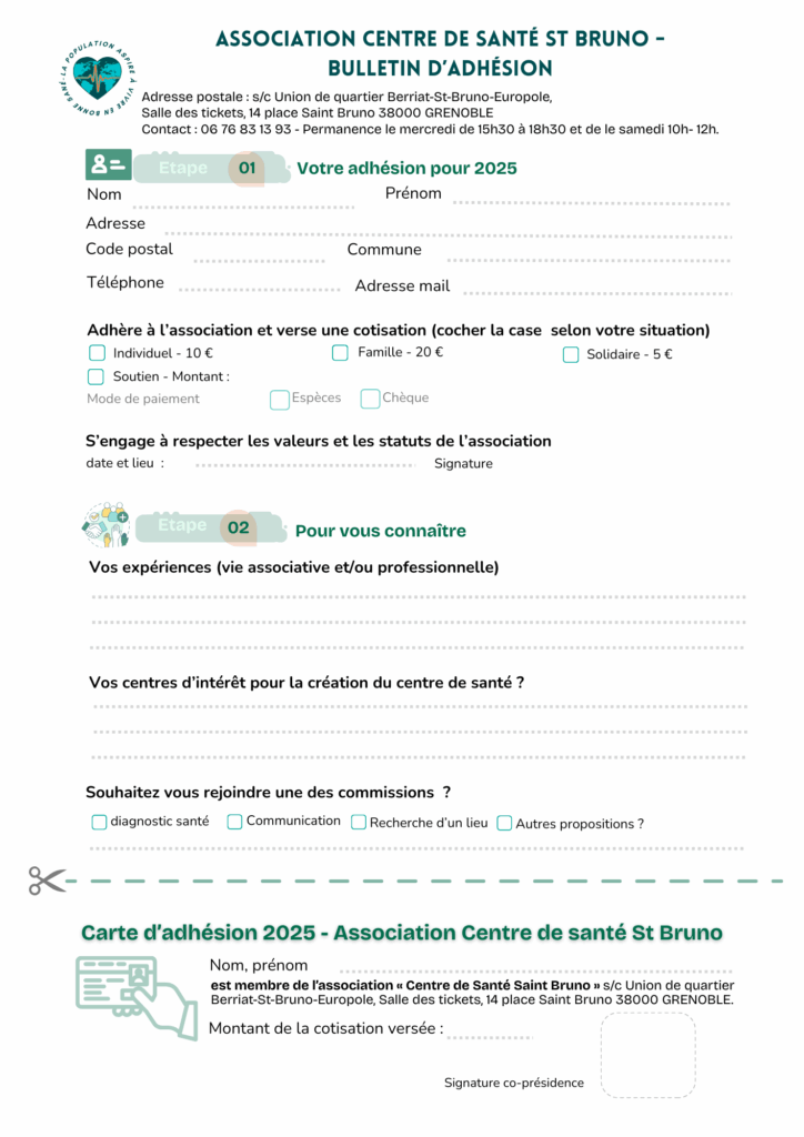 Bulletin d'adhésion
